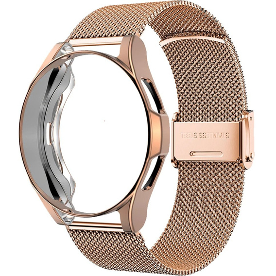 Металический браслет с чехлом для часов Samsung Galaxy Watch 4 Classic 46mm, Rose Gold