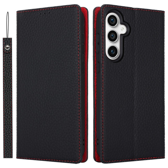 Откидной чехол для Samsung Galaxy A25 5G, Litchi Skin Grain, чёрный