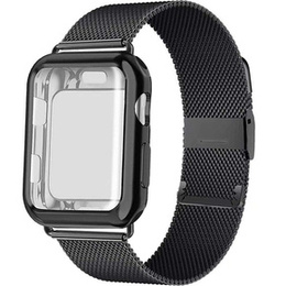 Металический браслет с чехлом для часов Apple Watch 1/2/3/4/5/6/SE (42/44MM), Black