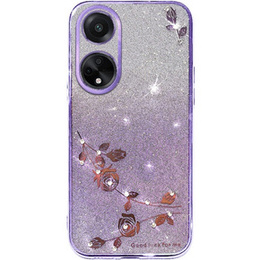 Чехол для Oppo A78 4G, Glitter Flower, фиолетовый