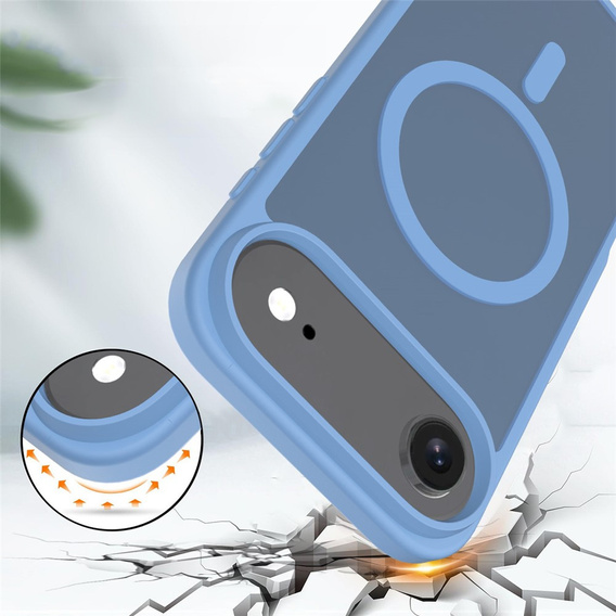 Матовий чохол для iPhone Air, для MagSafe, напівпрозорий синій