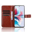 Футляр з клапаном для Oppo Reno 11F 5G, Crazy Horse Wallet, коричневий