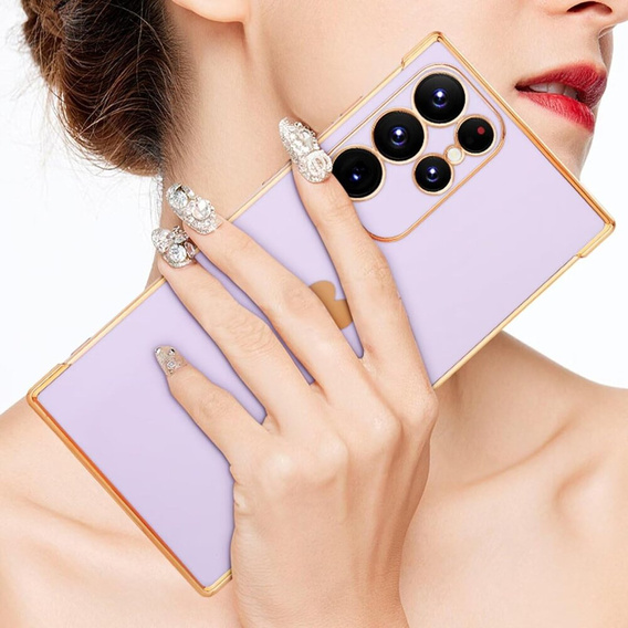 Чехол для Samsung Galaxy S23 Ultra, Electro heart, фиолетовый + полное клеевое керамическое стекло