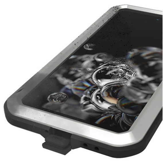 Чoхол Love Mei до Samsung Galaxy S21 FE, armored with glass, сріблястий