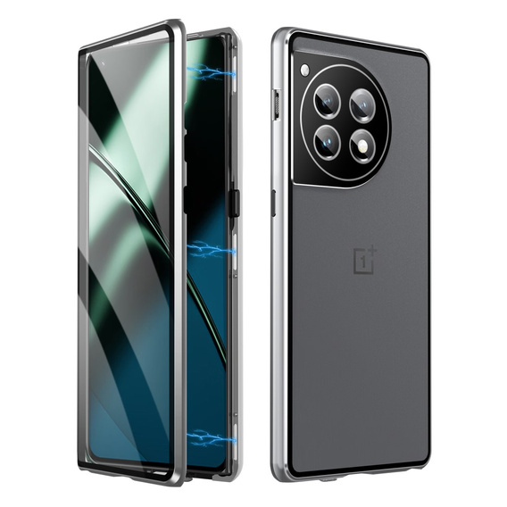 Чехол для OnePlus 12 5G, Magnetic Dual Glass, серебряный