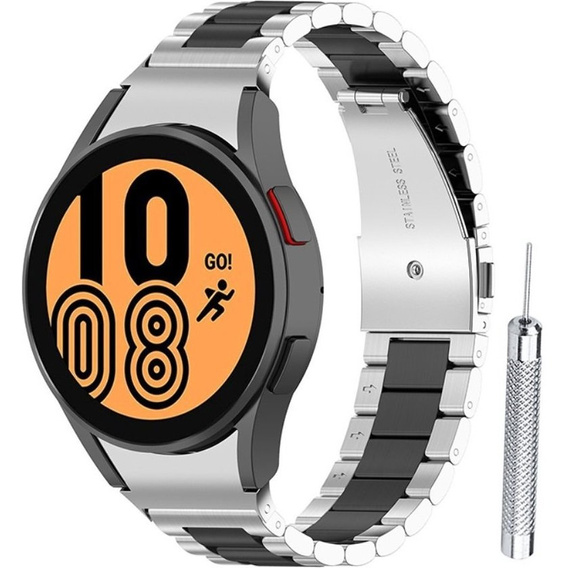 Браслет Stainless для  Samsung Galaxy Watch 4 / 4 Classic - Silver/Black