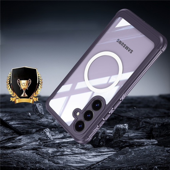 Чехол для Samsung Galaxy S25 FE, Shockproof, со стеклом, для MagSafe, фиолетовый
