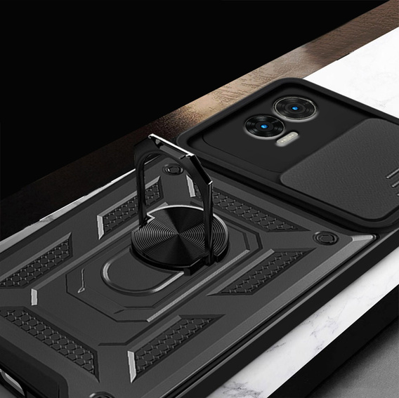 Броньований чохол для Iphone 15 Pro Max, броньований Slide Ring, чорний + скло 9H