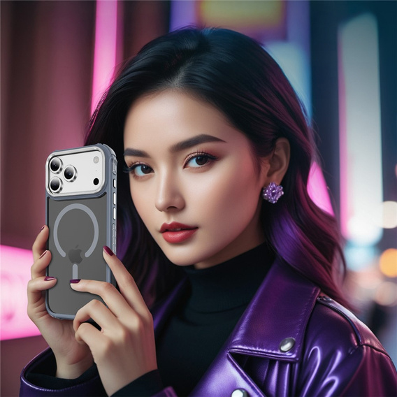 Матовий чохол для iPhone 17 Pro Max, броньований, для MagSafe, димчастий з сірими боками