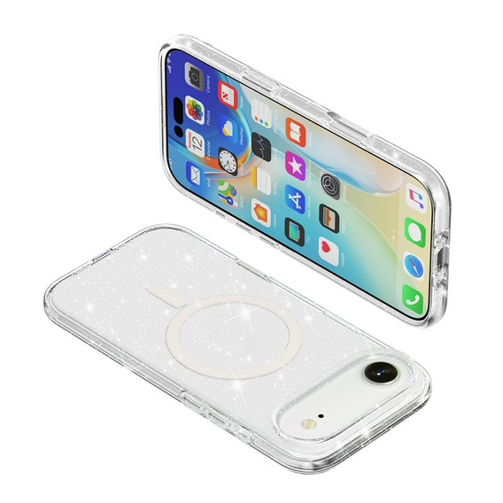 Чохол для iPhone Air, для MagSafe, з блискітками, прозорий