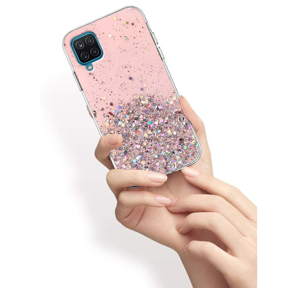 Чехол до Samsung Galaxy A12 / M12 / A12 2021, Glittery, розовый