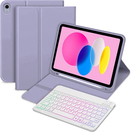 Чехол с подсвечиваемой bluetooth-клавиатурой для iPad 10.9 2022 (10 gen.), фиолетовый