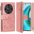 Откидной чехол для Honor Magic 6 Lite 5G, Wallet Zipper Pocket, розовый
