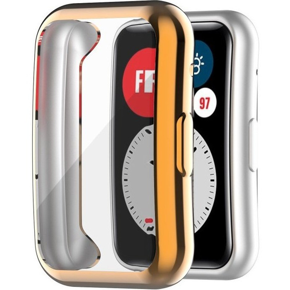 Etui z wbudowanym szkłem do Huawei Watch Fit, Rose Gold