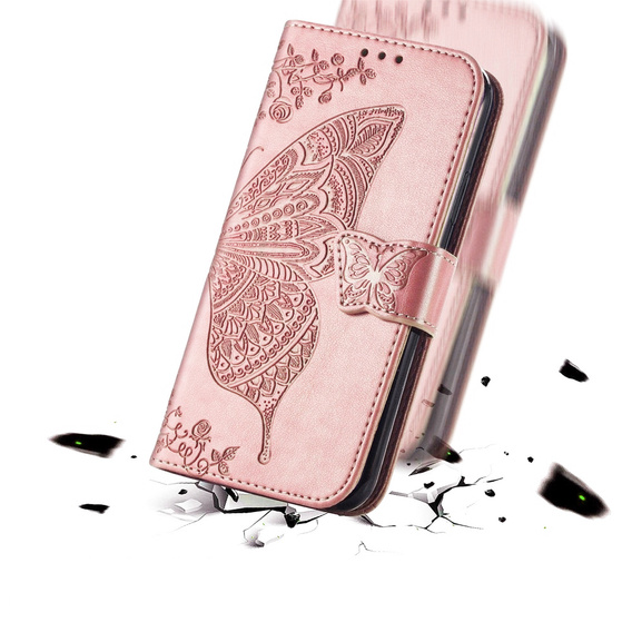 Откидной чехол для Samsung Galaxy A26, Butterfly, розовый rose gold