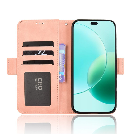 Футляр з клапаном для Honor 400 Lite, Card Slot, рожевий
