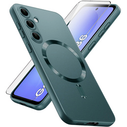 Чохол для Samsung Galaxy A36, ColorMag, для MagSafe, зелений + загартоване скло 9H