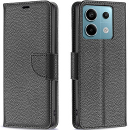 Чехол до Xiaomi Redmi Note 13 Pro 5G, Wallet Litchi Leather, чёрный