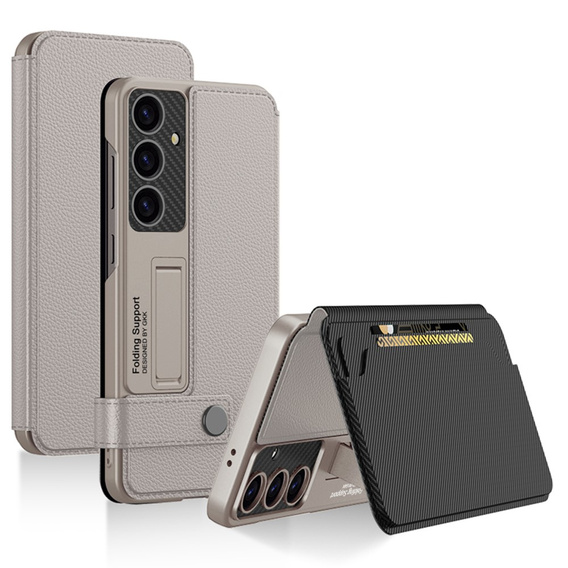 Флип-кейс для Samsung Galaxy S25, GKK Card Slot Wallet, титановый серый