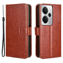 Откидной чехол для Realme 14 5G / Realme 14T 5G, Crazy Horse Wallet, коричневый
