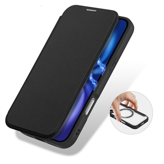 Чехол Dux Ducis для iPhone 17, Skin X Pro, с откидной крышкой, для MagSafe, черный