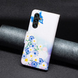 Откидной чехол для Samsung Galaxy A55 5G, Wallet, Butterfly & Flowers, белый
