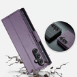 Откидной чехол для Samsung Galaxy S23 FE, CASEME Wallet, тёмно-фиолетовый + 9H стекло
