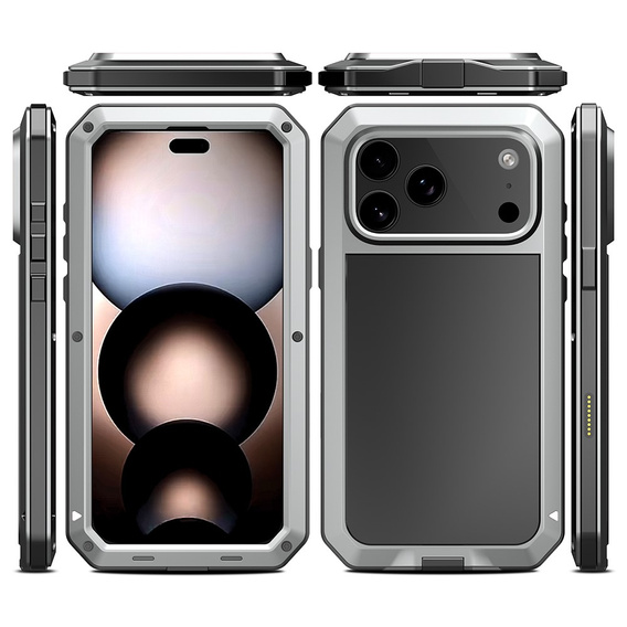 Чехол для iPhone 15 Pro, бронированный, со встроенным стеклом, красный