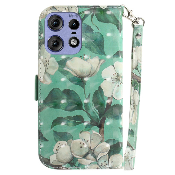 Откидной чехол для Motorola Edge 50 Pro 5G, Wallet, Flowers белый