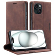 Чехол для iPhone 15, ERBORD Vintage, бумажник с клапаном, кофе