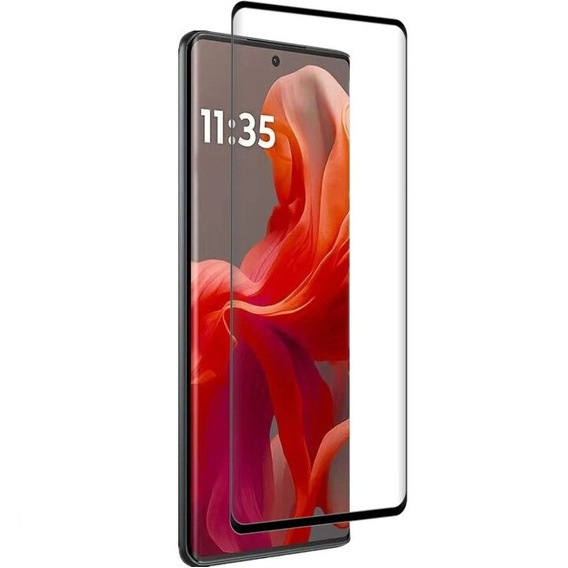 Закаленное стекло 3D для Motorola Moto G85, чёрная рама