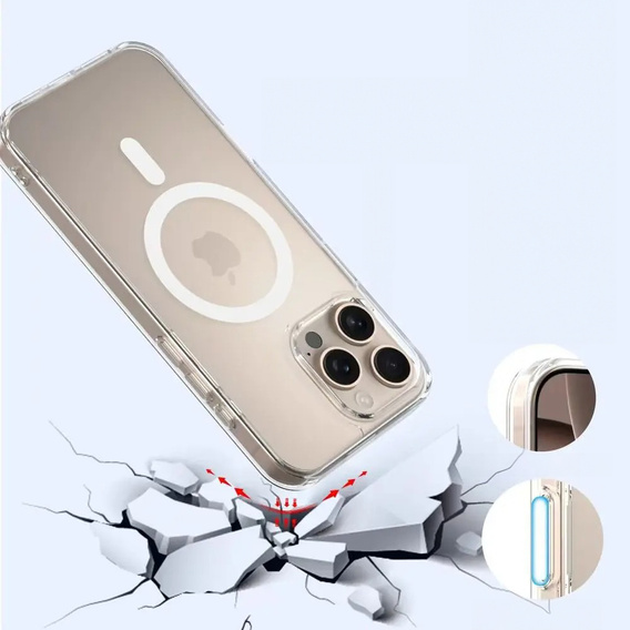 Чехол ERBORD MagSafe для iPhone 16 Pro, активная кнопка, прозрачный + стекло для экрана