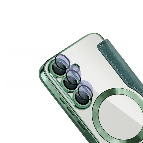 Чохол-книжка для Samsung Galaxy S25, RFID Wallet MagSafe CamShield, зелений