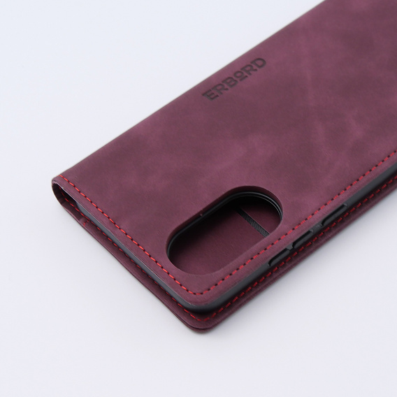 Чехол для Oppo A78 4G, ERBORD Vintage, бумажник с клапаном, красный