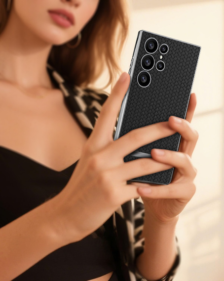 Чехол до Samsung Galaxy S23 Ultra, GKK Woven Leather, чёрный