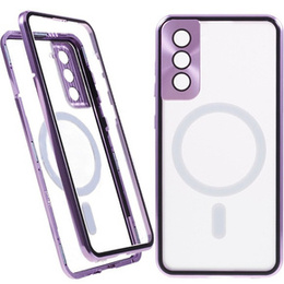 Магнітний чохол Dual Glass MagSafe для Samsung Galaxy S21, фіолетовий