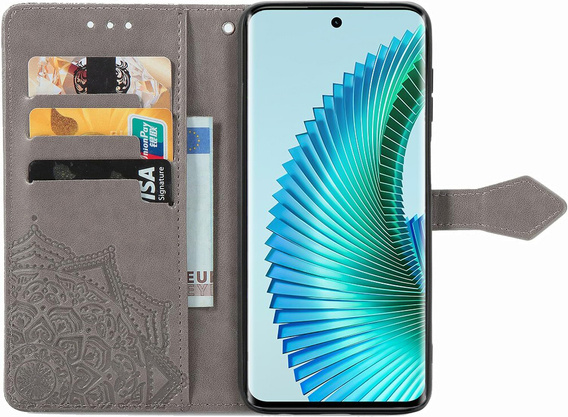 Откидной чехол для Honor Magic 6 Lite 5G, Mandala, серый