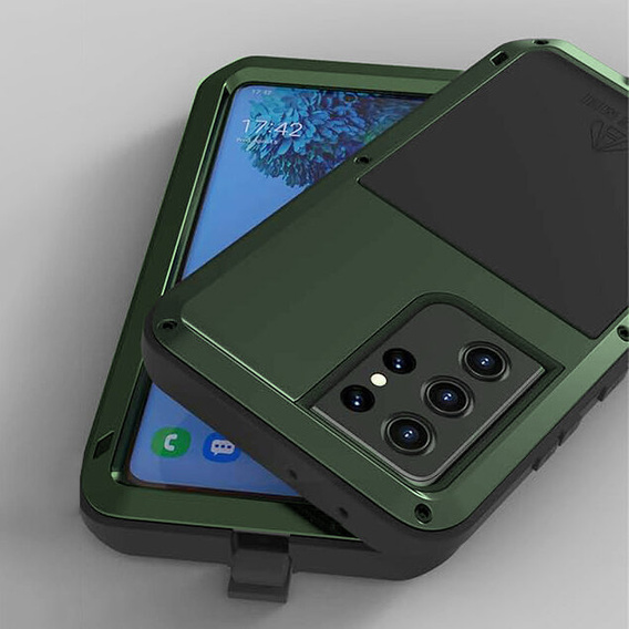 Чoхол Love Mei до Samsung Galaxy S21, armored with glass, зелений