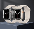 2в1 чехол и защитное стекло для часов Apple Watch 7/8 45MM, Starlight/Orange