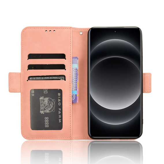 Футляр з клапаном для Xiaomi 14 Ultra, Card Slot, рожевий