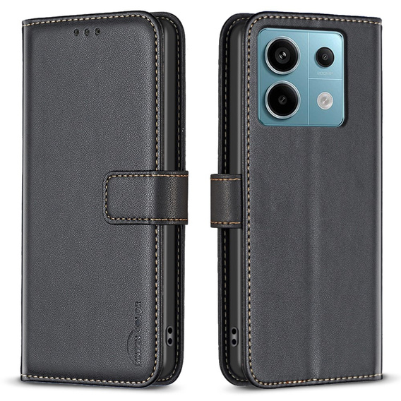 Откидной чехол для Xiaomi Redmi Note 13 Pro 4G / Xiaomi Redmi Note 14S / Xiaomi Poco M6 Pro 4G, BINFEN Wallet, чёрный