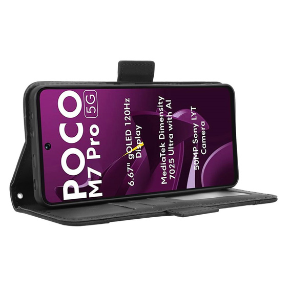 Футляр з клапаном для Xiaomi Poco M7 Pro 5G, Card Slot, чорний