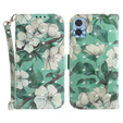Откидной чехол для Motorola Moto E22 / E22i, Wallet, flowers, белый