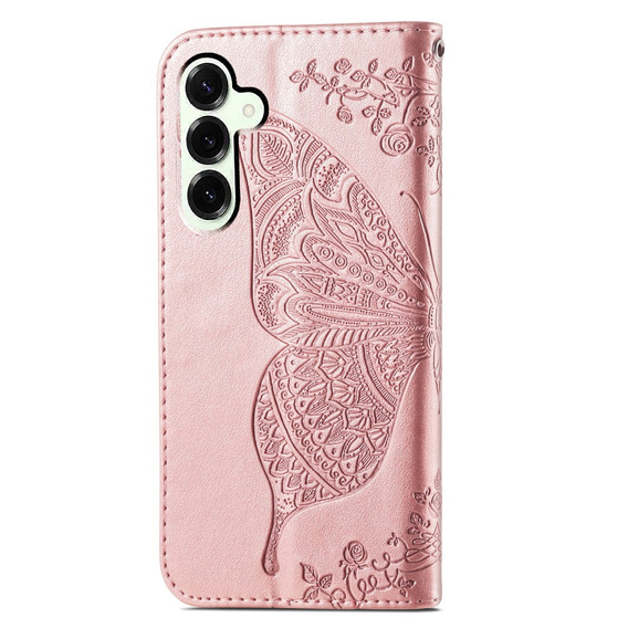 Откидной чехол для Samsung Galaxy S25 FE, Butterfly, розовый rose gold