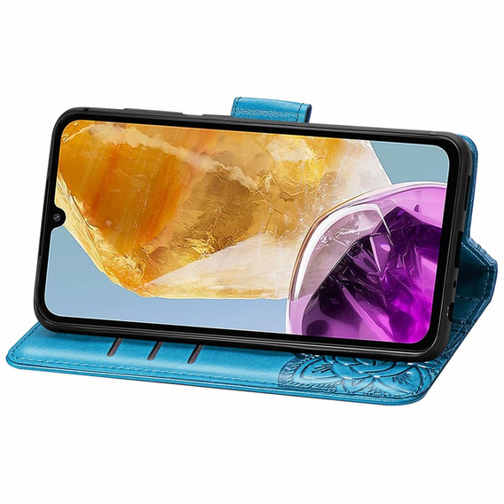 Откидной чехол для Samsung Galaxy M15 5G, Butterfly, синий