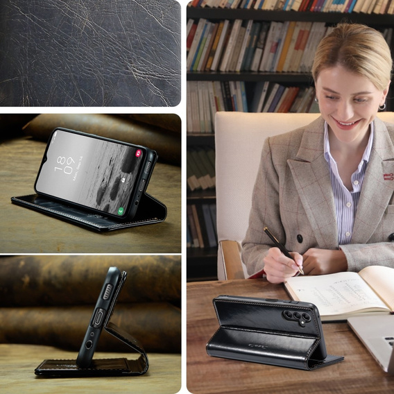 Флип-кейс CASEME для Samsung Galaxy A34 5G, Waxy Textured, чёрный
