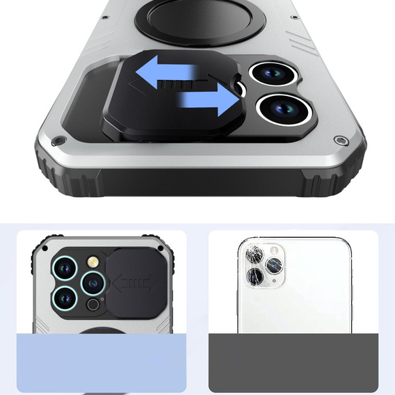 Чехол для iPhone 15 Pro Max, DefenderMag, серебряный