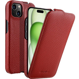 Чохол MELKCO для iPhone 15 Plus, шкіряний, фліп, червоний