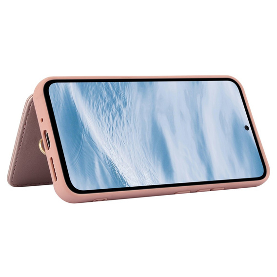 Чехол для Samsung Galaxy A55 5G, Leather Flower Card Slot, розовый