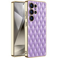 Чехол для Samsung Galaxy S25 Ultra, Leather Rhombus, фиолетовый